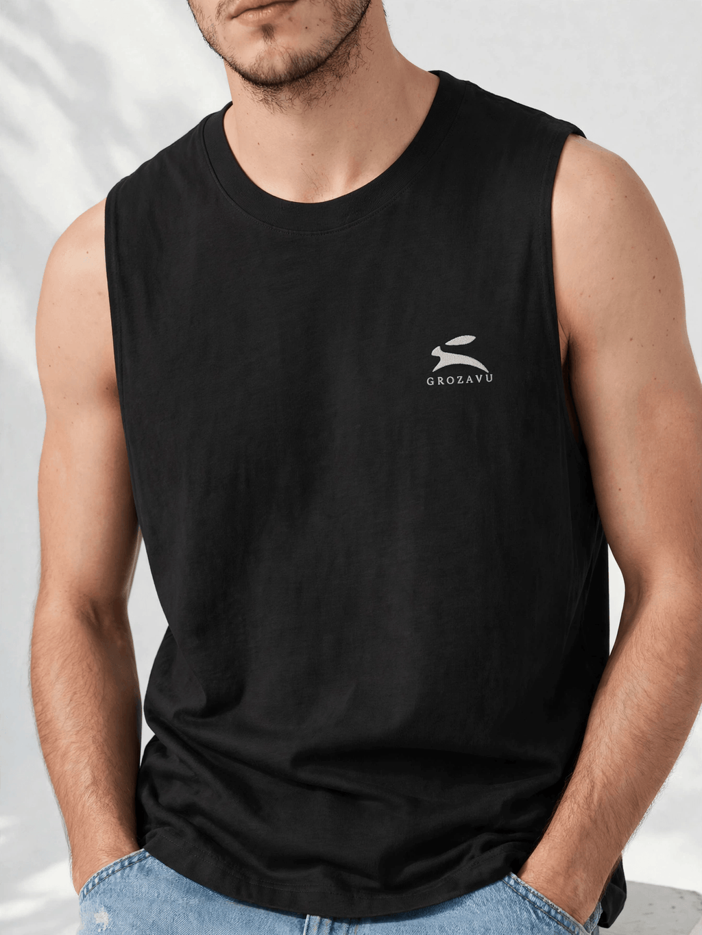 Deep-Cut Sleeveless Tee