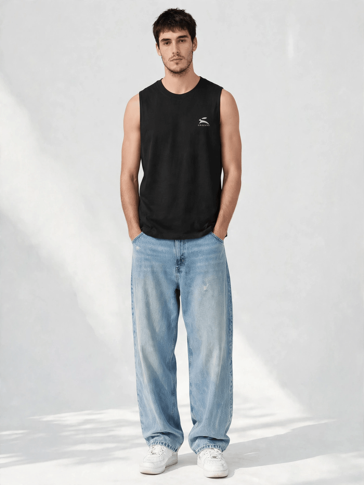 Deep-Cut Sleeveless Tee