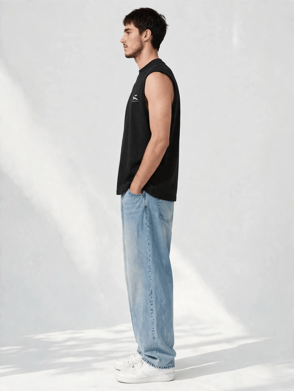 Deep-Cut Sleeveless Tee