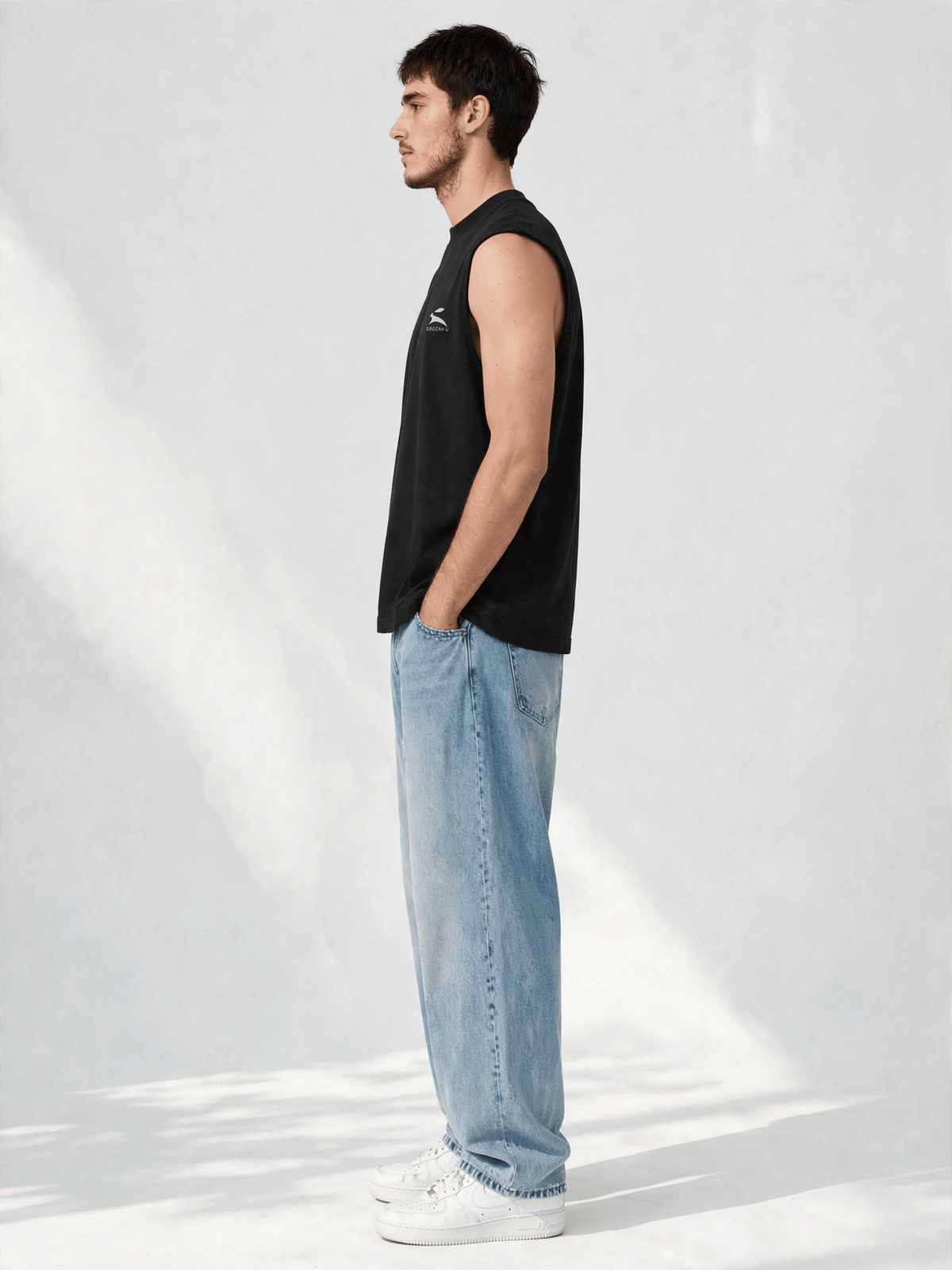 Deep-Cut Sleeveless Tee